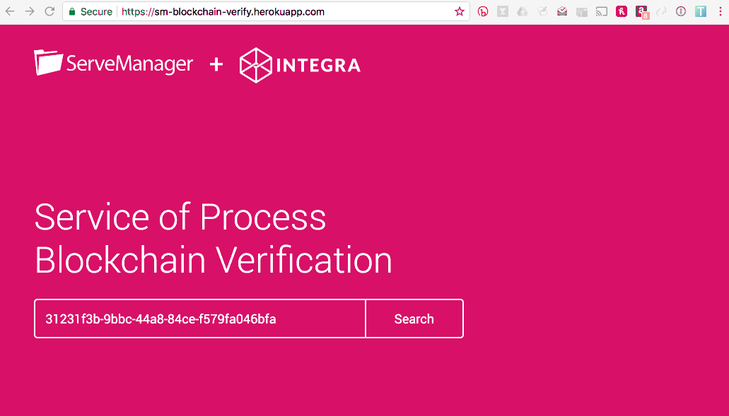 service of process on blockchain