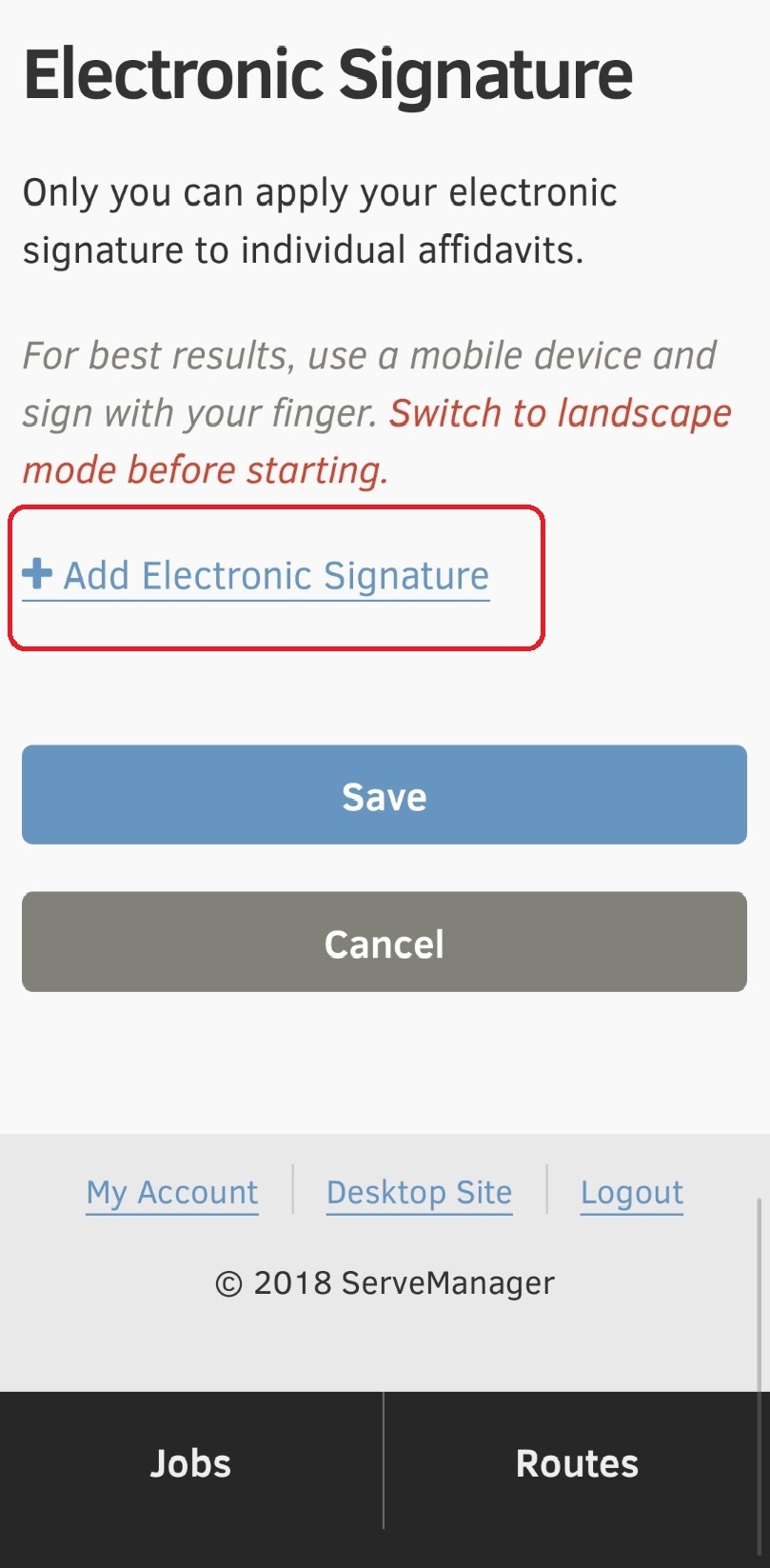 Mobile Electronic Signature Location
