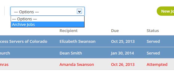 servemanager archive multiple jobs