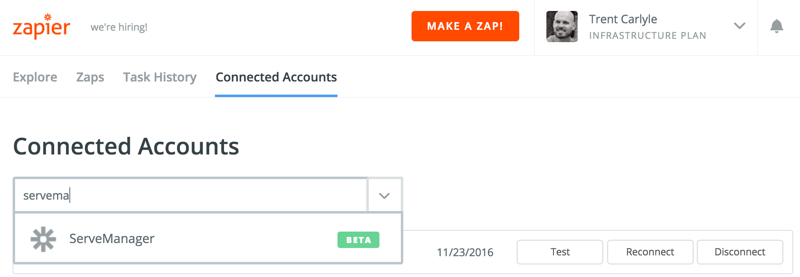 connected accounts in zapier