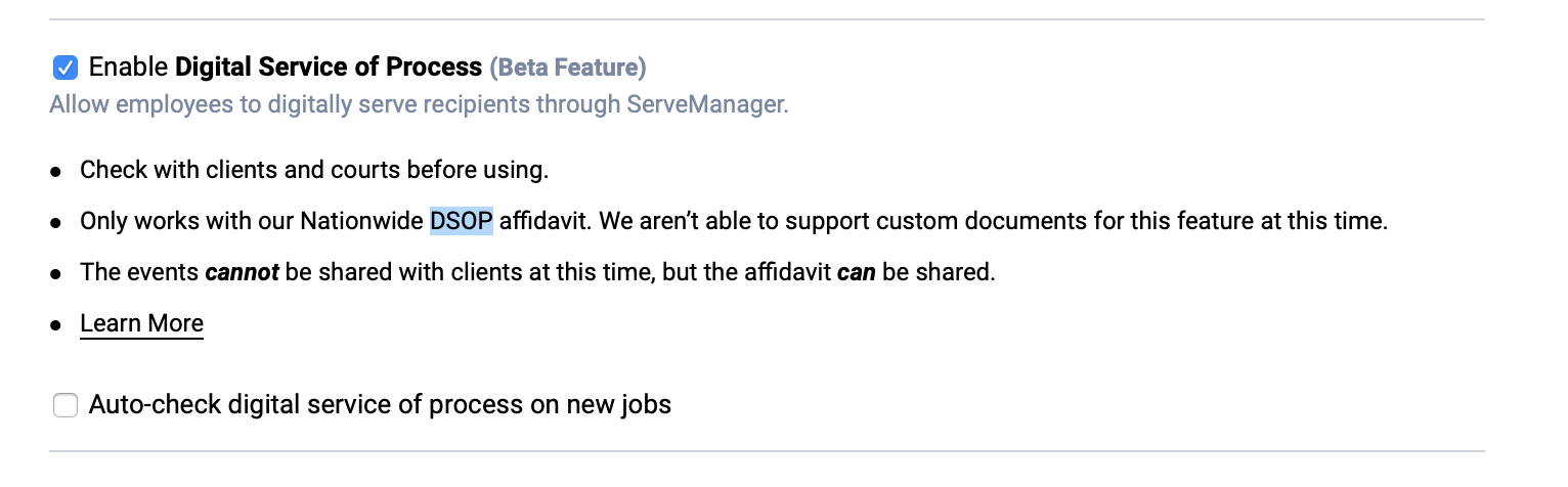 Enable Digital Service of Process