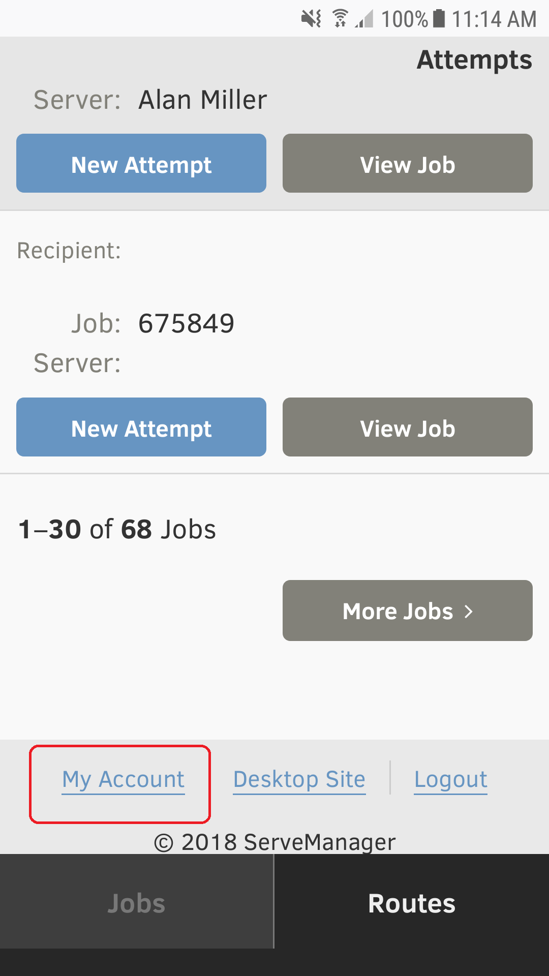 Mobile my account location