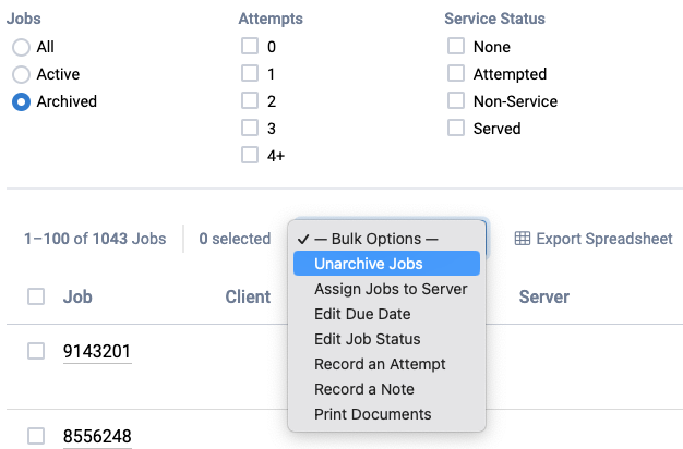 unarchive mass action