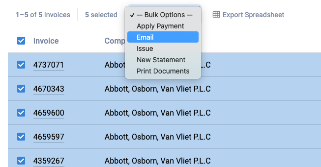 bulk invoice email