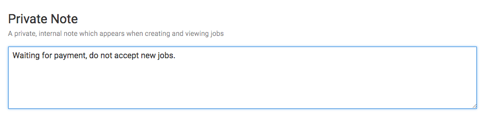 Creating a private note for a client company